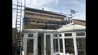 UPVC FASCIA SOFFIT GUTTERING INSTALLATION OVER CONSERVATORY WITH SCAFFOLDING CASTLE VIEW CAERPHILLY [upl. by Eveleen447]