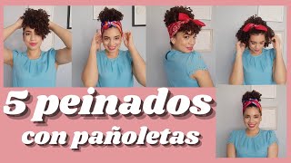 PEINADOS con PAÑOLETAS para CABELLO RIZADO IDEALES para el VERANO [upl. by Alol]