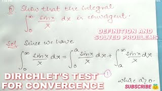 DIRICHLETS TEST FOR CONVERGENCE IN HINDI  DIRICHLETS TEST [upl. by Ahsienyt]