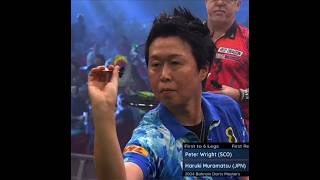 Haruki Muramatsu 170 finish against Peter Wright during the 2024 Bahrain Darts Masters shorts [upl. by Ainat817]