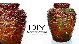 DIY AGED VESSEL  Home decor  Cement craft ideas  AGED planter pot diy pot craft [upl. by Eenalem]