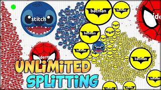 INSANE AGARIO WORLD RECORD SPLITTING  UNLIMITED SPLITTING TO 1000 PIECES AGARIO 52 [upl. by Phylis502]