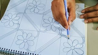 Most Popular Nokshi Katha Design DrawingNakshi kathaHow to make Beautiful Nokshi Katha [upl. by Kohl]