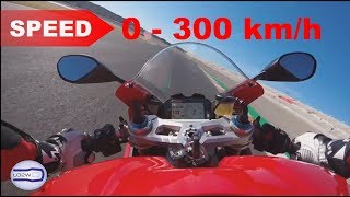 Ducati PANIGALE V4  Acceleration 0  300 kmh Test Ride Top Speed [upl. by Lilian154]