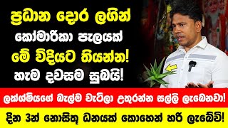 ගෙදර ප්‍රධාන දොර ලගින් කෝමාරිකා පැලයක් මේ විදියට තියලා බලන්න  දින කිහිපයකින් නොසිතූ ධනයක් ලැබේවි [upl. by Acherman]