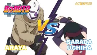 ARAYA VS SARADA UCHIHA CHUNIN EXAMS TOURNAMENT [upl. by Attenol248]