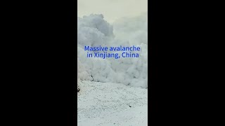 Surveillance video captures massive avalanche in Xinjiang [upl. by Lora]