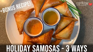 Holiday Appetizer Samosas with Phyllo Dough 3 Ways [upl. by Anelle774]