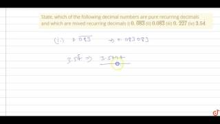 Pure recurring decimal and mixed recurring decimal [upl. by Thorr]