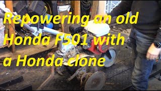 Replacing the engine on a Honda F501 Tiller [upl. by Hershel]