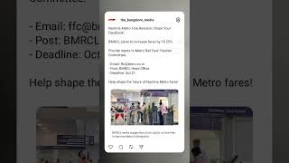 Namma Metro Fare Revision Share Your Feedback The Bangalore Media nammametro [upl. by Elvera]