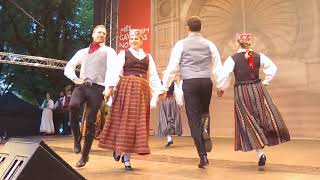 Latvian folk dance Latviešu tautas deju kolektīvs Madridē quotLustequot [upl. by Dorahs]