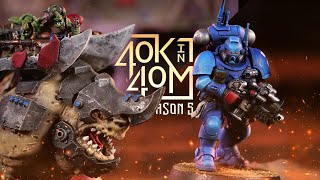 Orks vs Crimson Fists Warhammer 40k in 40m 1250 points of krumpin and bolter fire [upl. by Suirtemed]