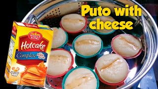 HOW TO MAKE PUTO WITH CHEESE USING HOTCAKE MIX  PUTO WITH PINEAPPLE JUICE Ganes cook room [upl. by Ialda]