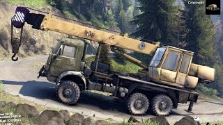 SPINTIRES 2014  Crane Rescuing a Truck on a Hill [upl. by Bekki]