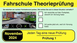 🚘 Führerschein Theorieprüfung Klasse B 🚗 November 2024  Prüfung 1🎓📚 [upl. by Aihsela201]