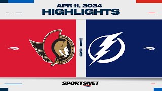 NHL Highlights  Senators vs Lightning  April 11 2024 [upl. by Ahsaeyt]