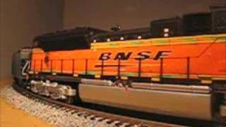 MTH BNSF SD70ACe wfreight [upl. by Enitnemelc]