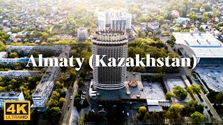 World travel Aerial view of Almaty Kazakhstan 4k video [upl. by Dnomar549]