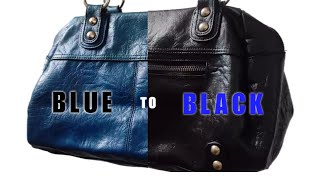 How to REPAINT CHANGE THE COLOR of your LEATHER BAG  Quick amp Easy from Blue to Black [upl. by Efal]