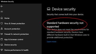 Fix Windows Security Device Security Error Standard Hardware Security Not Supported On Windows 11 [upl. by Attoynek]