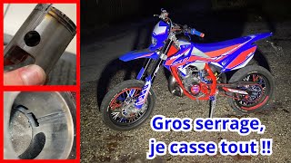 Gros serrage de lorigine sur ma beta track 50cc  on refait le moteur à neuf moteur am6 [upl. by Anitsenre353]