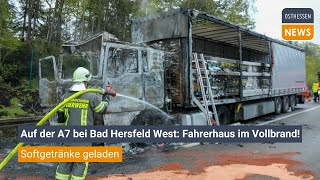 NEUENSTEIN Feuer unter Kontrolle  Auf der A7 bei Bad Hersfeld West Fahrerhaus im Vollbrand [upl. by Dryfoos]