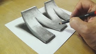 How To Draw A 3d Letter M  Awesome Trick Art [upl. by Westlund13]