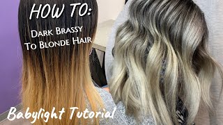 BABYLIGHTS TUTORIAL  Dark Brassy Hair To Ashy Blonde  FULL FOIL  Formulation [upl. by Monah]