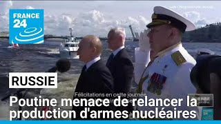 Vladimir Poutine menace de relancer la production darmes nucléaires • FRANCE 24 [upl. by Oys]