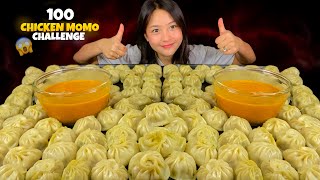 100 CHICKEN MOMO EATING CHALLENGE WITH SPICY ACHAR🔥DUMPLING EATING CHALLENGE mukbang food foodie [upl. by Brunhild]