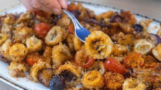 ANELLI DI CALAMARI AL FORNO 🦑alla Mediterranea 🦑 ricetta senza frittura senza grassi [upl. by Nims]