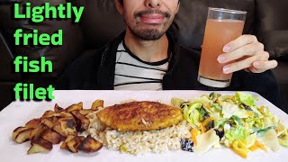 FRIED FISH FILET RICE SALAD AND POTATOES MUKBANG EATING SHOW [upl. by Clauddetta]