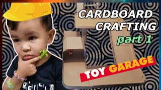 DIY Cardboard Car Garage with a functioning Elevator  Kids crafts Tutorial pt1 [upl. by Amsaj]