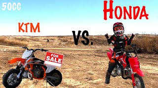 Which 50cc Dirt Bike Is the Best  The Honda CRF50 or the KTM 50SX Mini Well we sold our [upl. by Hill]