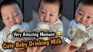 😋 Baby Drinking Milk Bottle Feeder 🍼 [upl. by Ssilb]