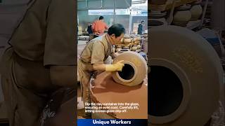 Manual glazing of clay containers  The workers do their job perfectly  machine shorts [upl. by Nobile]