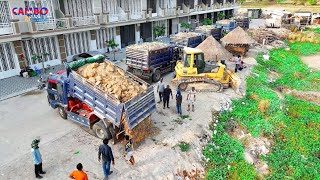 Perfectly Excellent skill operator Dozer KOMATSU D61EX Open New Project Landfill Up with Dump truck [upl. by Esinehs]