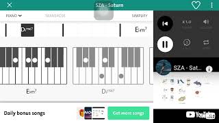 Saturn  Sza Piano Chords [upl. by Wilfreda]