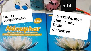 Lecture compréhensionLa rentréemon chat et moi Drôle de rentréeNénuphar CE2 p14 [upl. by Azar]