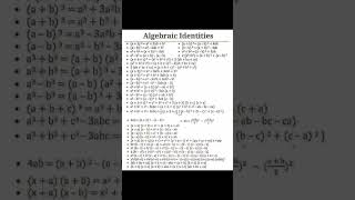 Math Formula  Algebraic identities [upl. by Petunia]