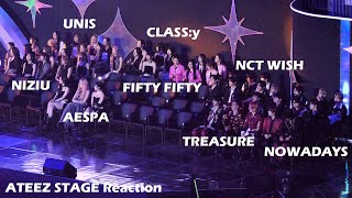 ATEEZ STAGE IDOLS REACTION AESPA NCT WISH TREASURE FIFTYFIFTY NIZIU UNIS NOWADAYS CLASSy [upl. by Alvy657]