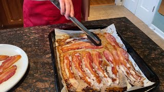 How To Bake Bacon In The Oven With Parchment Paper  Perfect Crispy Baked Bacon Recipe [upl. by Sixla869]