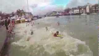 CHRISTMAS DAY HARBOUR SWIM BY CRAZY BRITS IN WEYMOUTH DORSET [upl. by Esil]