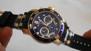 Invicta Mens 6983 Pro Diver Collection Chronograph Blue Dial Black Polyurethane Watch [upl. by Wilburn]