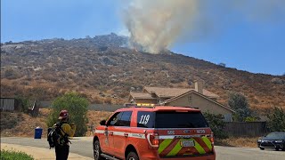 FIREFIGHTERS BATTLE A VEGETATION FIRE IN SOUTH FONTANA IN HOT TEMPERATURES 09062024 🌡 🔥 🌞 🚒🚁🥵 [upl. by Hinda]