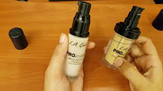 LA Girl Pro Matt Foundation VS LA Girl Pro Coverage Liquid Foundation Review [upl. by Keelia]