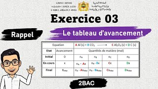 exercice 3 le tableau davancement مراجعة اساسيات الكيمياء للثانية باك [upl. by Zucker653]