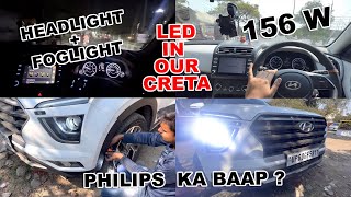 Apni Creta Ki Light Badal Daali  Ab Ayega Maza Driving ka  LED in Creta EX  Headlight Modify 2023 [upl. by Skricki237]