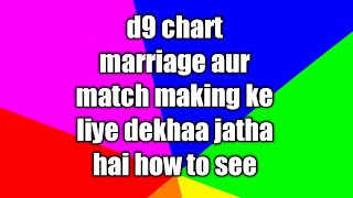 d9 chart marriage aur match making ke liye dekhaa jatha hai how to see [upl. by Delly]